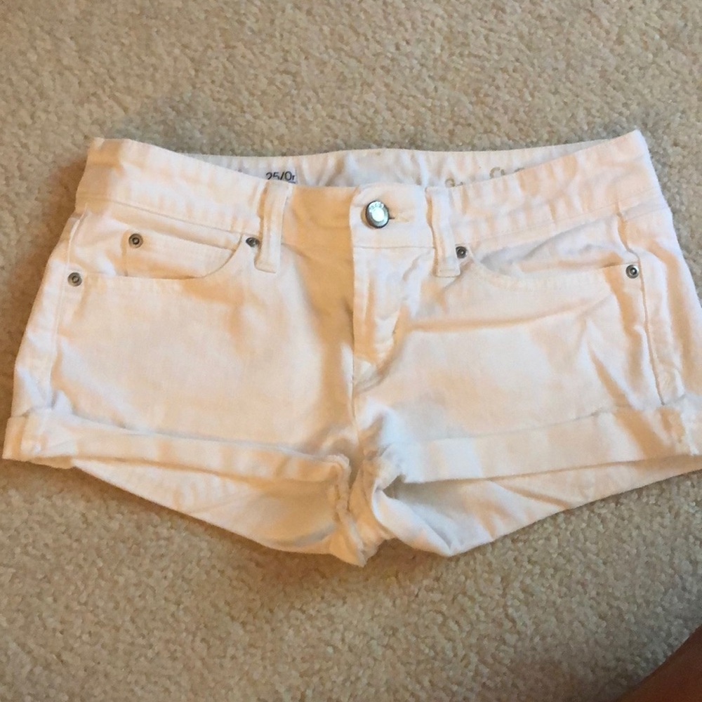 White jean shorts low rise